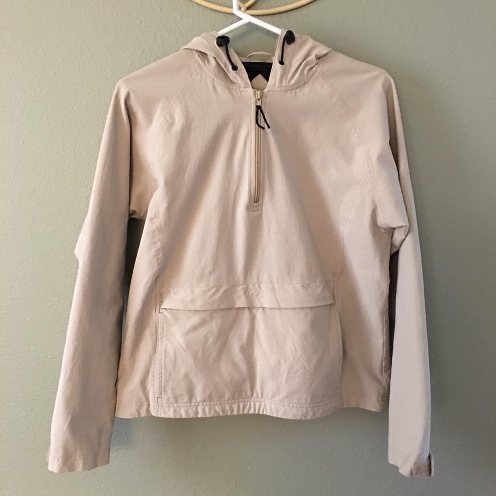 Kavu Tan 1/2 Zip Pullover with Hood